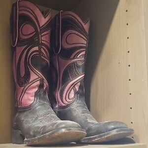 Lucchese Pink and Brown Western Boots